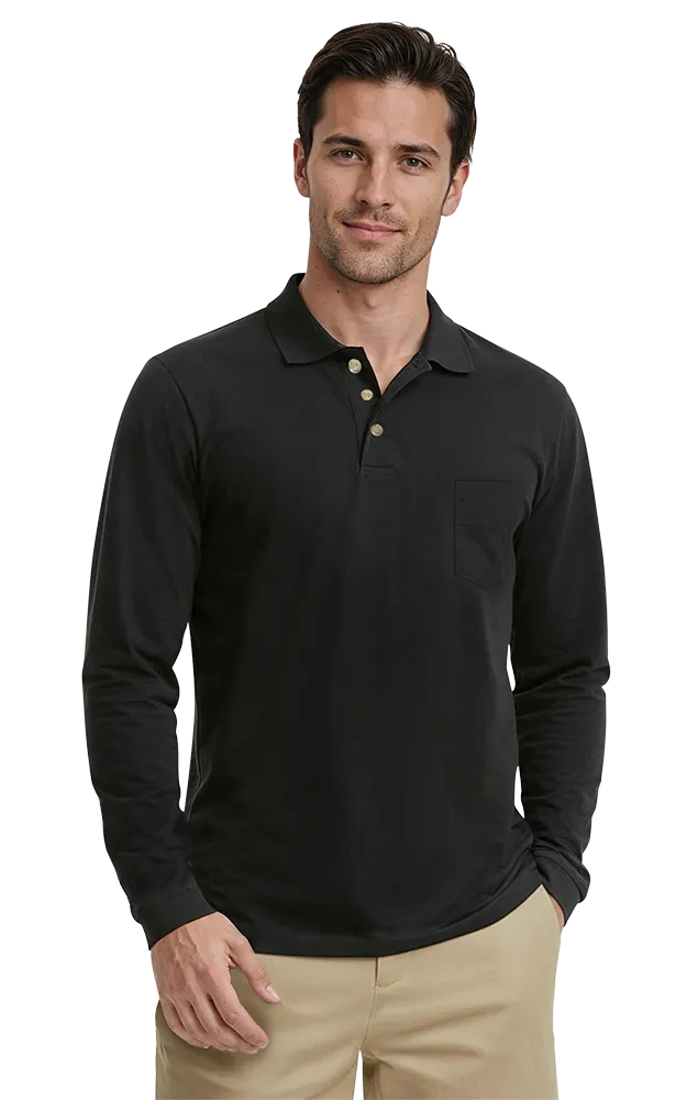 Blue Generation Adult Superblend L/S Pocketed Polo-BG7208