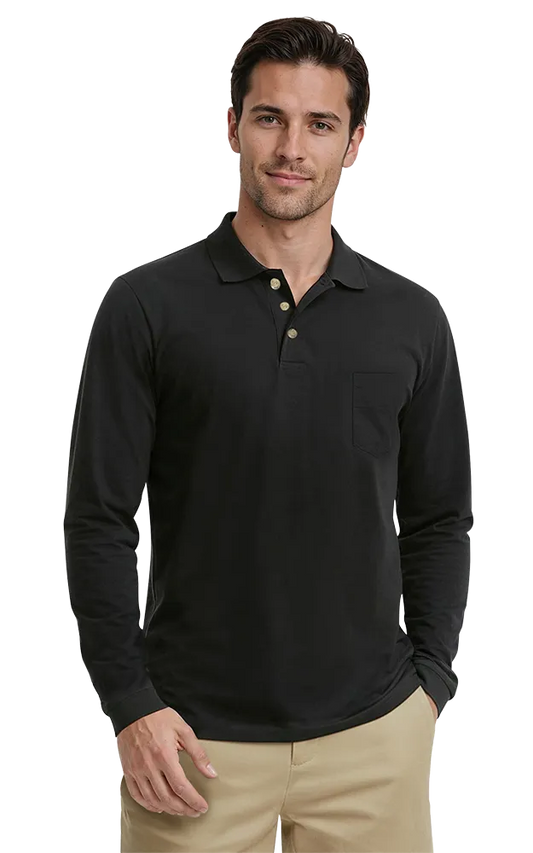 Blue Generation Adult Superblend L/S Pocketed Polo-BG7208 - Basics Clothing Store
