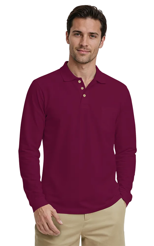 Blue Generation Adult Superblend L/S Pocketed Polo-BG7208 - Basics Clothing Store