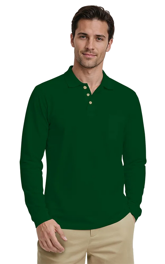 Blue Generation Adult Superblend L/S Pocketed Polo-BG7208 - Basics Clothing Store