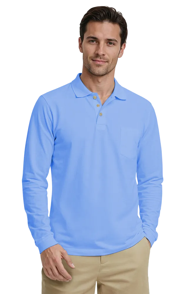 Blue Generation Adult Superblend L/S Pocketed Polo-BG7208