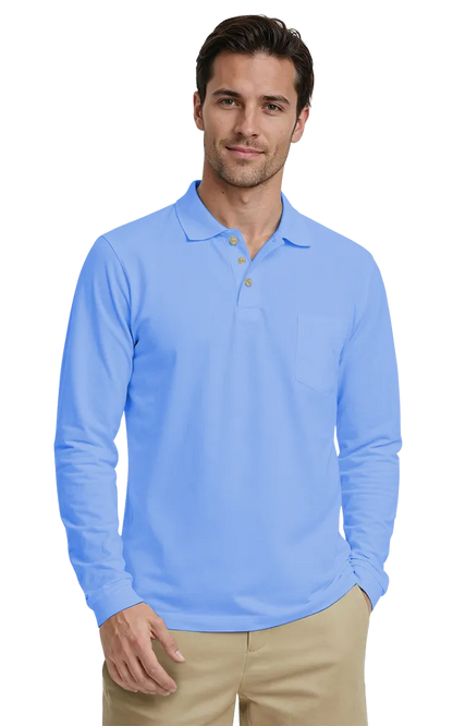 Blue Generation Adult Superblend L/S Pocketed Polo-BG7208