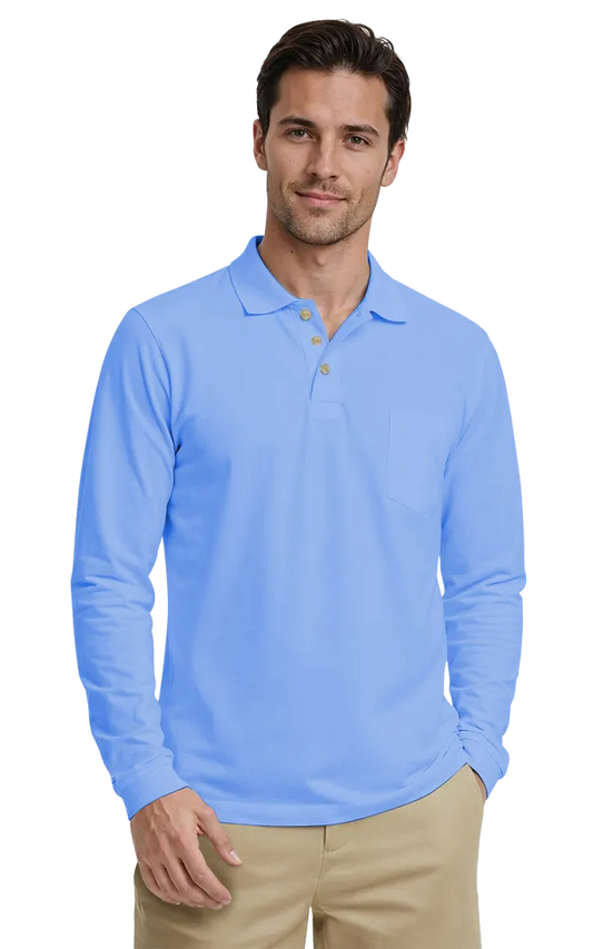 Blue Generation Adult Superblend L/S Pocketed Polo-BG7208