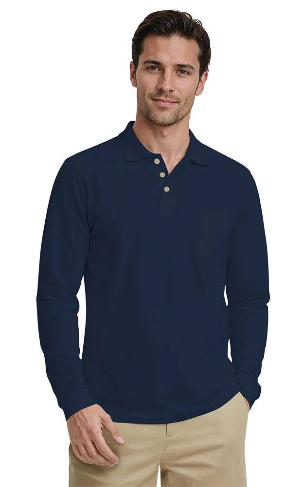 Blue Generation Adult Superblend L/S Pocketed Polo-BG7208