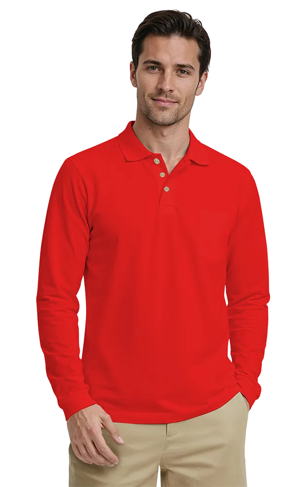 Blue Generation Adult Superblend L/S Pocketed Polo-BG7208