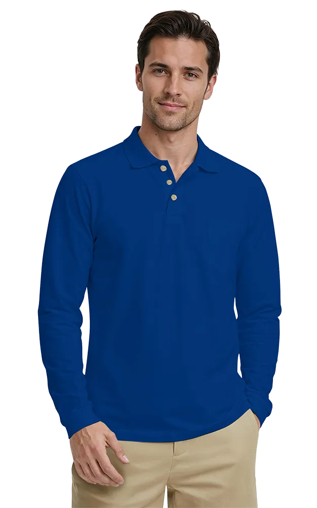Blue Generation Adult Superblend L/S Pocketed Polo-BG7208