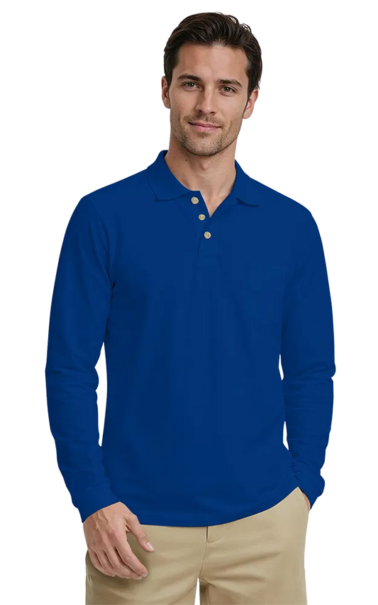 Blue Generation Adult Superblend L/S Pocketed Polo-BG7208 - Basics Clothing Store