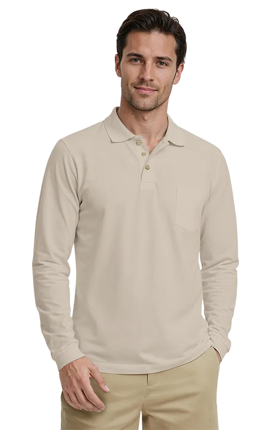 Blue Generation Adult Superblend L/S Pocketed Polo-BG7208 - Basics Clothing Store