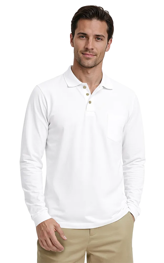 Blue Generation Adult Superblend L/S Pocketed Polo-BG7208 - Basics Clothing Store