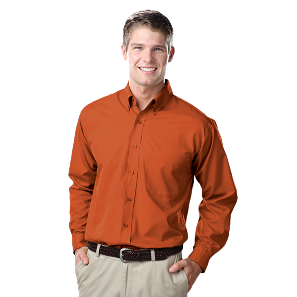 Blue Generation BG7210 Men's Value Poplin L/S Shirt, Burnt Orange, XLarge (Clearance)