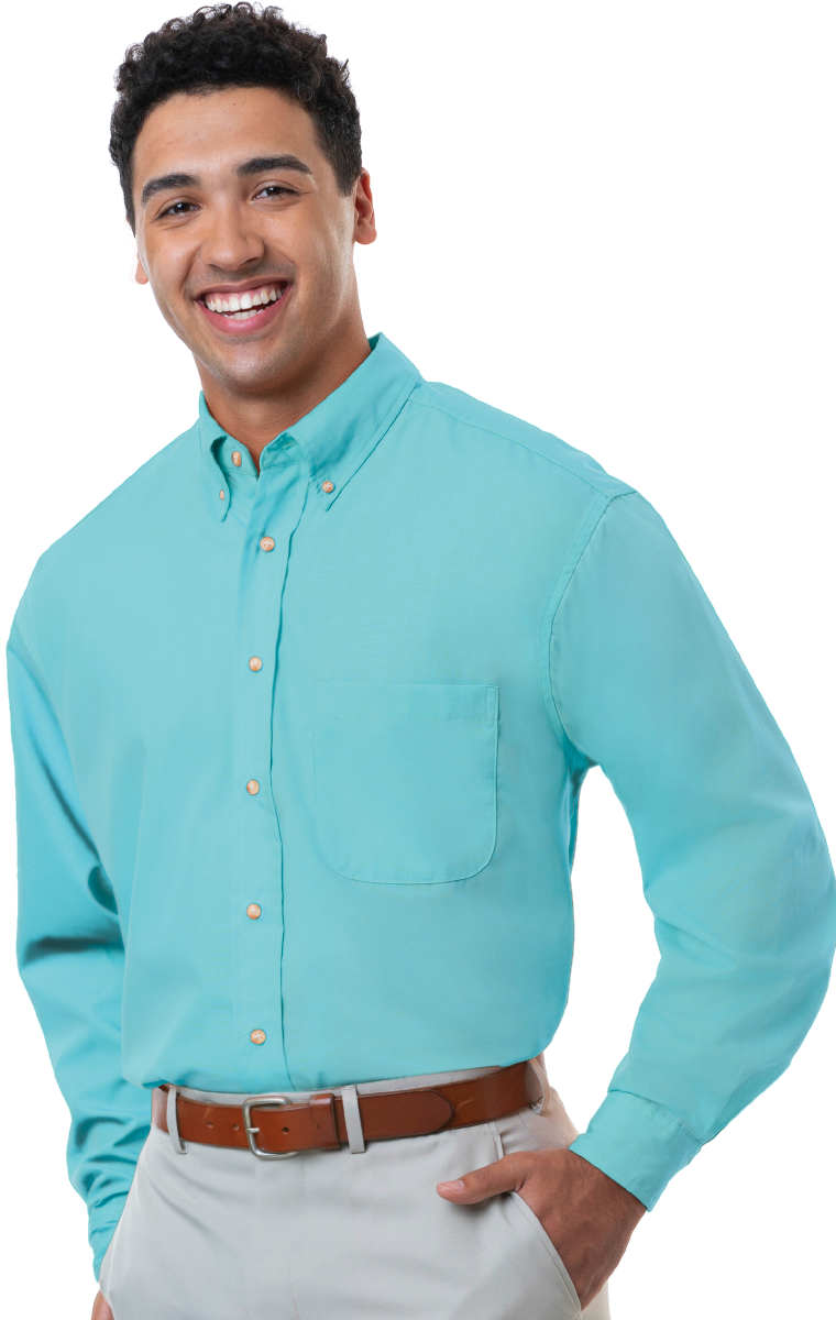 Blue Generation Men's L/S Superblend Poplin Shirt with Bone Buttons-BG7216