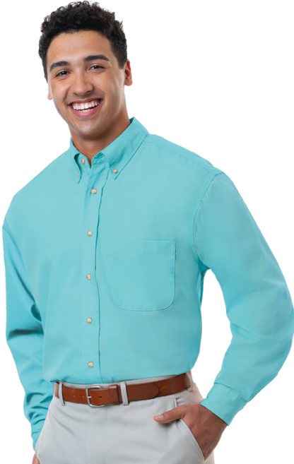 Blue Generation Men's L/S Superblend Poplin Shirt with Bone Buttons-BG7216