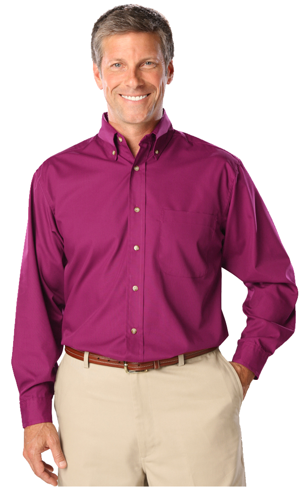 Blue Generation Men's L/S Superblend Poplin Shirt with Bone Buttons-BG7216