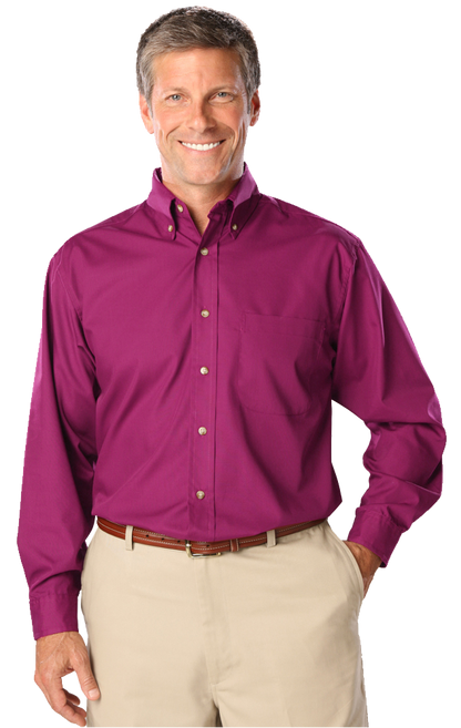 Blue Generation Men's L/S Superblend Poplin Shirt with Bone Buttons-BG7216