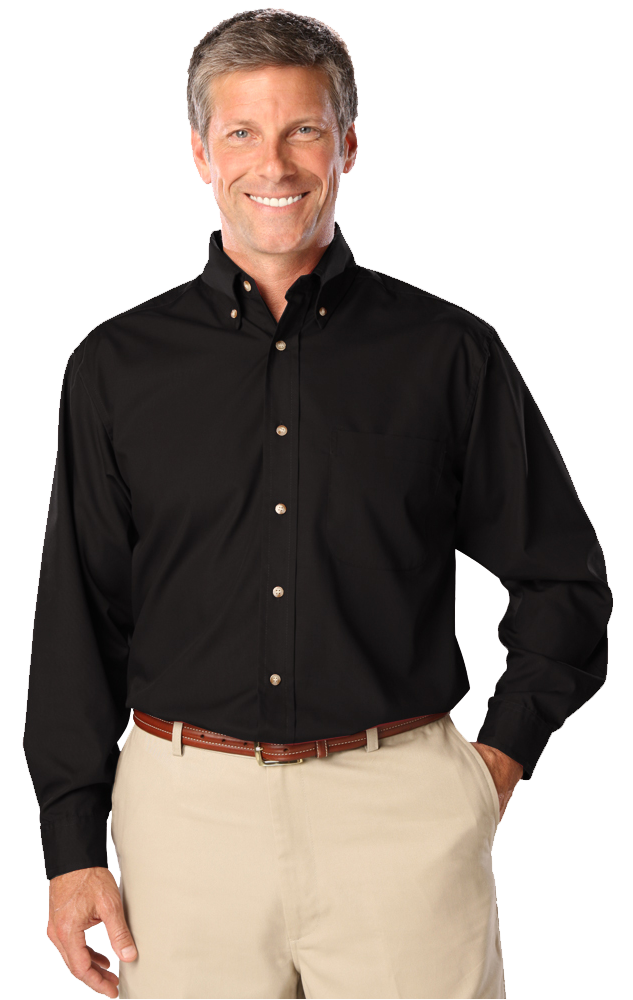 Blue Generation Men's L/S Superblend Poplin Shirt with Bone Buttons-BG7216