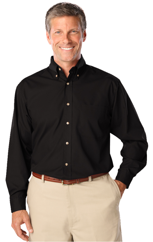 Blue Generation Men's L/S Superblend Poplin Shirt with Bone Buttons-BG7216