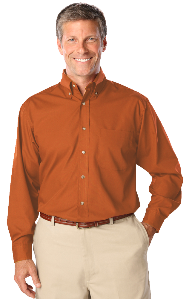 Blue Generation Men's L/S Superblend Poplin Shirt with Bone Buttons-BG7216