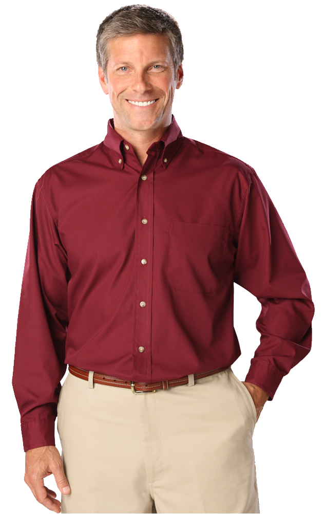 Blue Generation Men's L/S Superblend Poplin Shirt with Bone Buttons-BG7216
