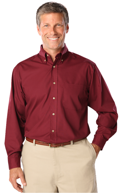 Blue Generation Men's L/S Superblend Poplin Shirt with Bone Buttons-BG7216
