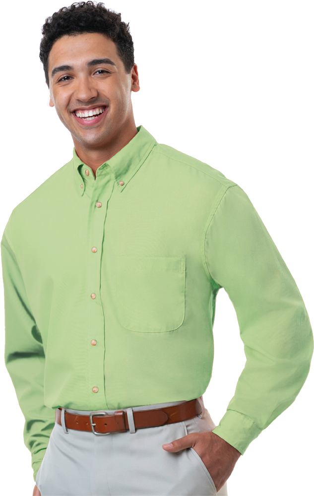 Blue Generation Men's L/S Superblend Poplin Shirt with Bone Buttons-BG7216