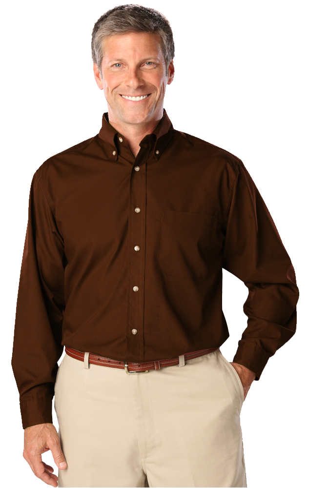 Blue Generation Men's L/S Superblend Poplin Shirt with Bone Buttons-BG7216
