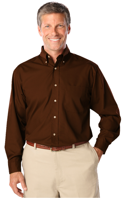 Blue Generation Men's L/S Superblend Poplin Shirt with Bone Buttons-BG7216