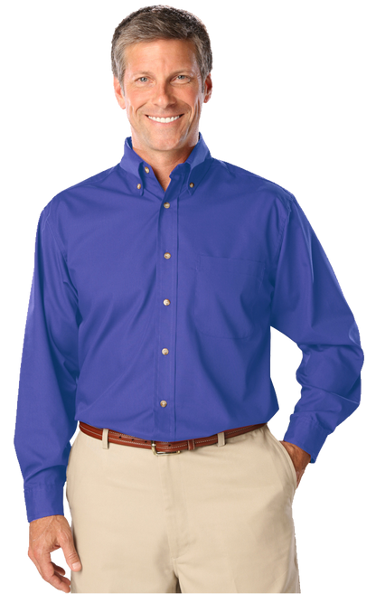 Blue Generation Men's L/S Superblend Poplin Shirt with Bone Buttons-BG7216