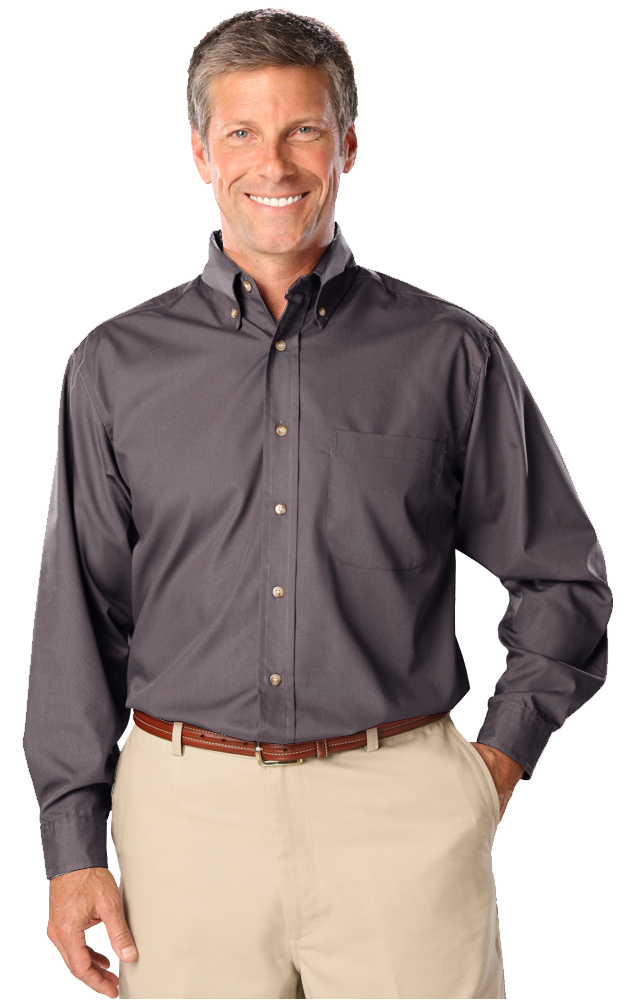 Blue Generation Men's L/S Superblend Poplin Shirt with Bone Buttons-BG7216