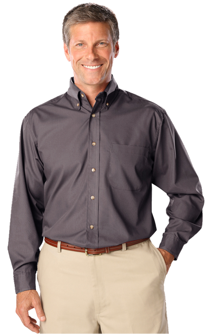Blue Generation Men's L/S Superblend Poplin Shirt with Bone Buttons-BG7216