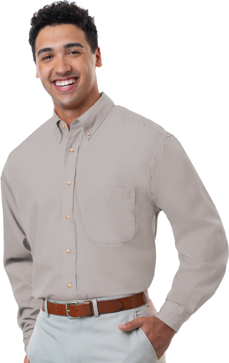 Blue Generation Men's L/S Superblend Poplin Shirt with Bone Buttons-BG7216