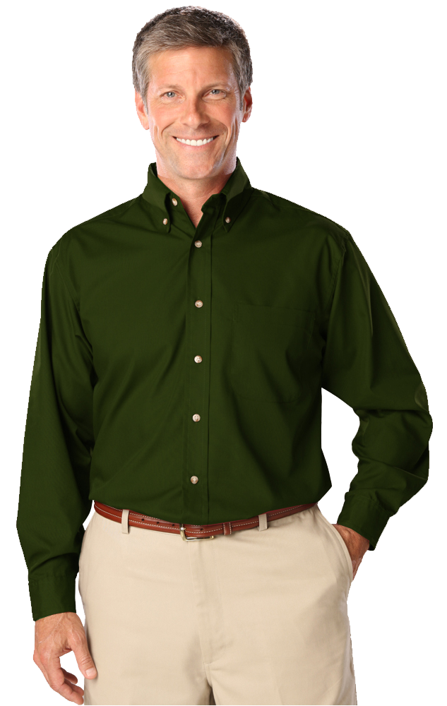 Blue Generation Men's L/S Superblend Poplin Shirt with Bone Buttons-BG7216