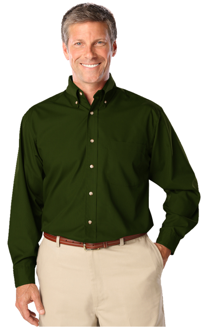 Blue Generation Men's L/S Superblend Poplin Shirt with Bone Buttons-BG7216