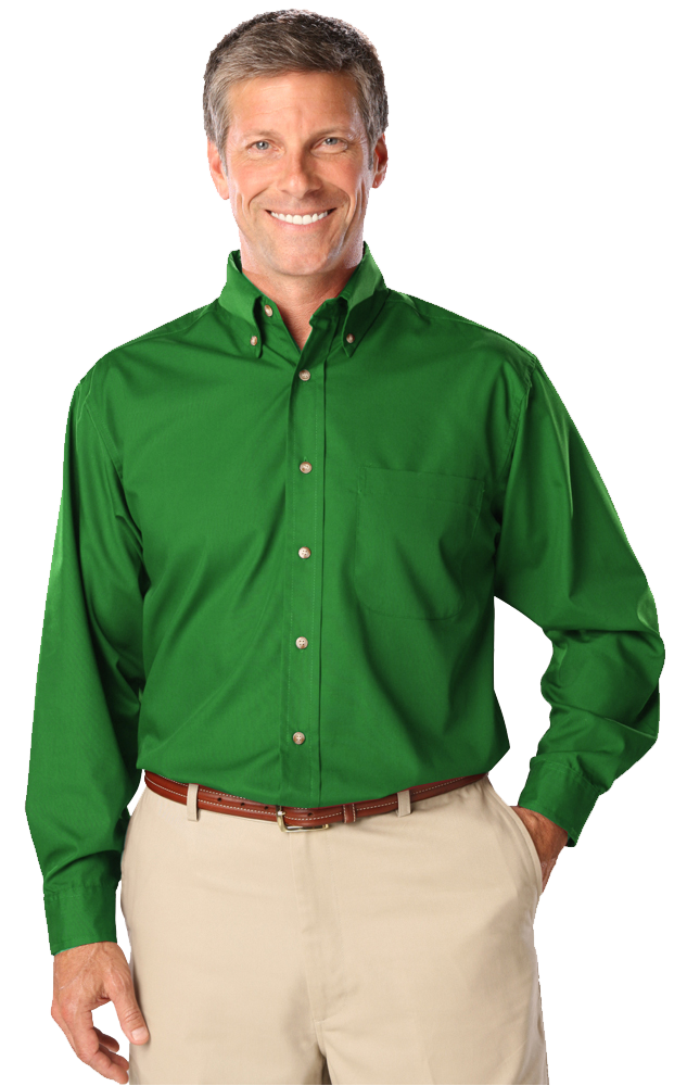 Blue Generation Men's L/S Superblend Poplin Shirt with Bone Buttons-BG7216