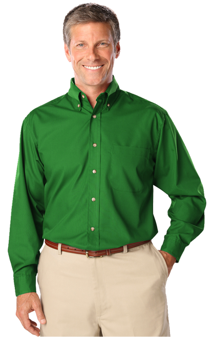 Blue Generation Men's L/S Superblend Poplin Shirt with Bone Buttons-BG7216