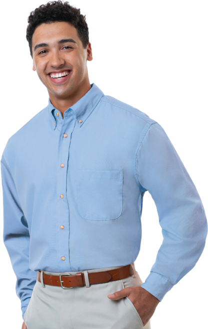 Blue Generation Men's L/S Superblend Poplin Shirt with Bone Buttons-BG7216