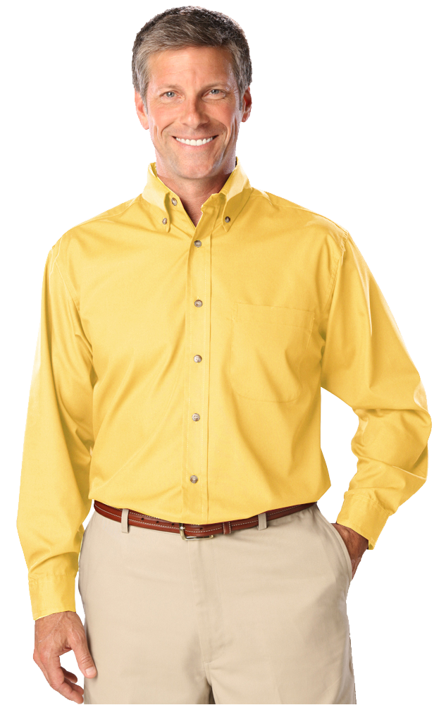 Blue Generation Men's L/S Superblend Poplin Shirt with Bone Buttons-BG7216