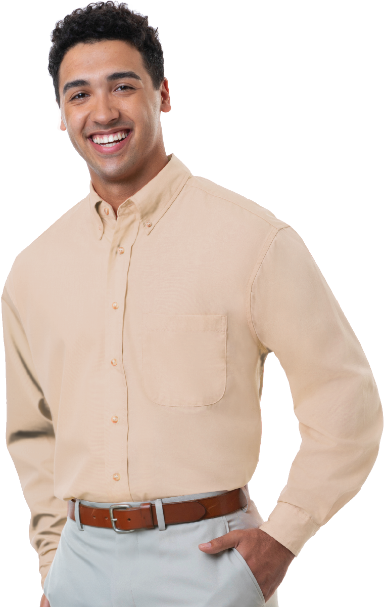 Blue Generation Men's L/S Superblend Poplin Shirt with Bone Buttons-BG7216