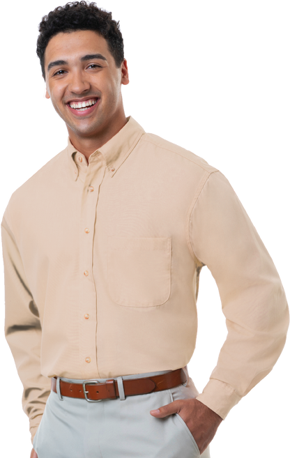 Blue Generation Men's L/S Superblend Poplin Shirt with Bone Buttons-BG7216