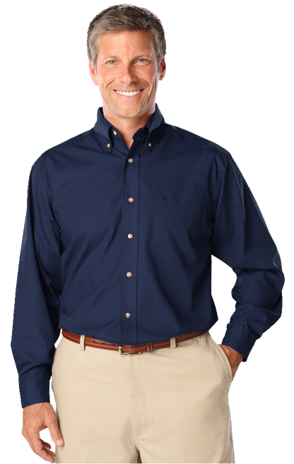 Blue Generation Men's L/S Superblend Poplin Shirt with Bone Buttons-BG7216