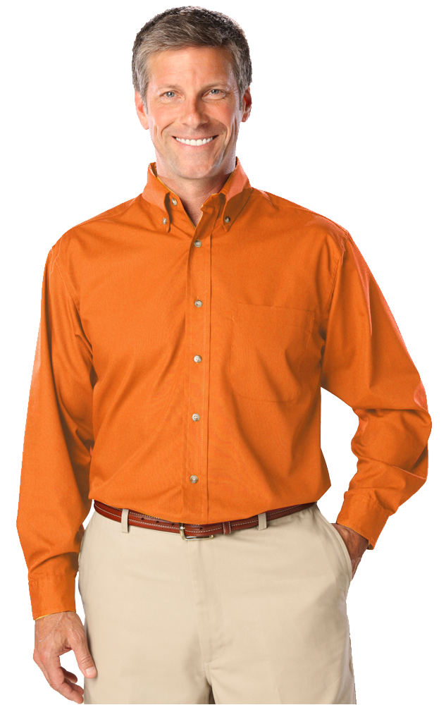 Blue Generation Men's L/S Superblend Poplin Shirt with Bone Buttons-BG7216