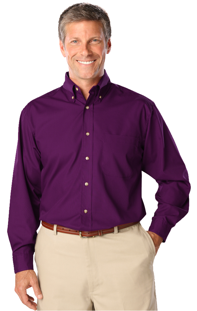 Blue Generation Men's L/S Superblend Poplin Shirt with Bone Buttons-BG7216