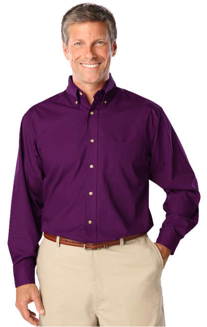 Blue Generation Men's L/S Superblend Poplin Shirt with Bone Buttons-BG7216