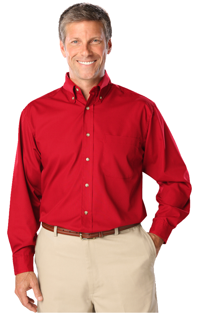 Blue Generation Men's L/S Superblend Poplin Shirt with Bone Buttons-BG7216