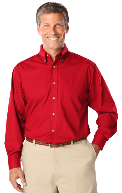 Blue Generation Men's L/S Superblend Poplin Shirt with Bone Buttons-BG7216