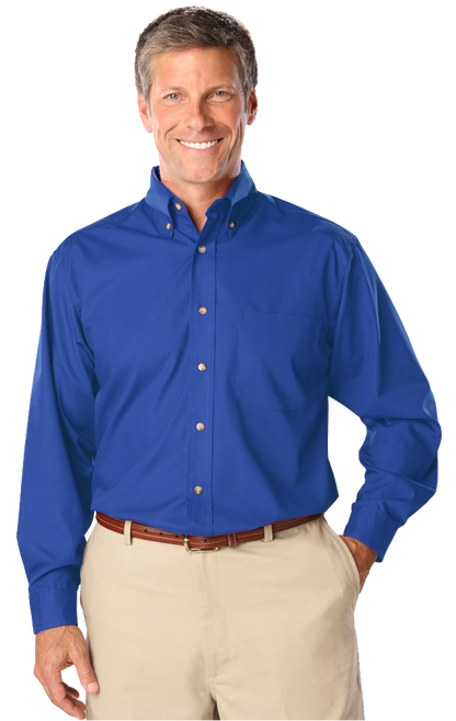 Blue Generation Men's L/S Superblend Poplin Shirt with Bone Buttons-BG7216
