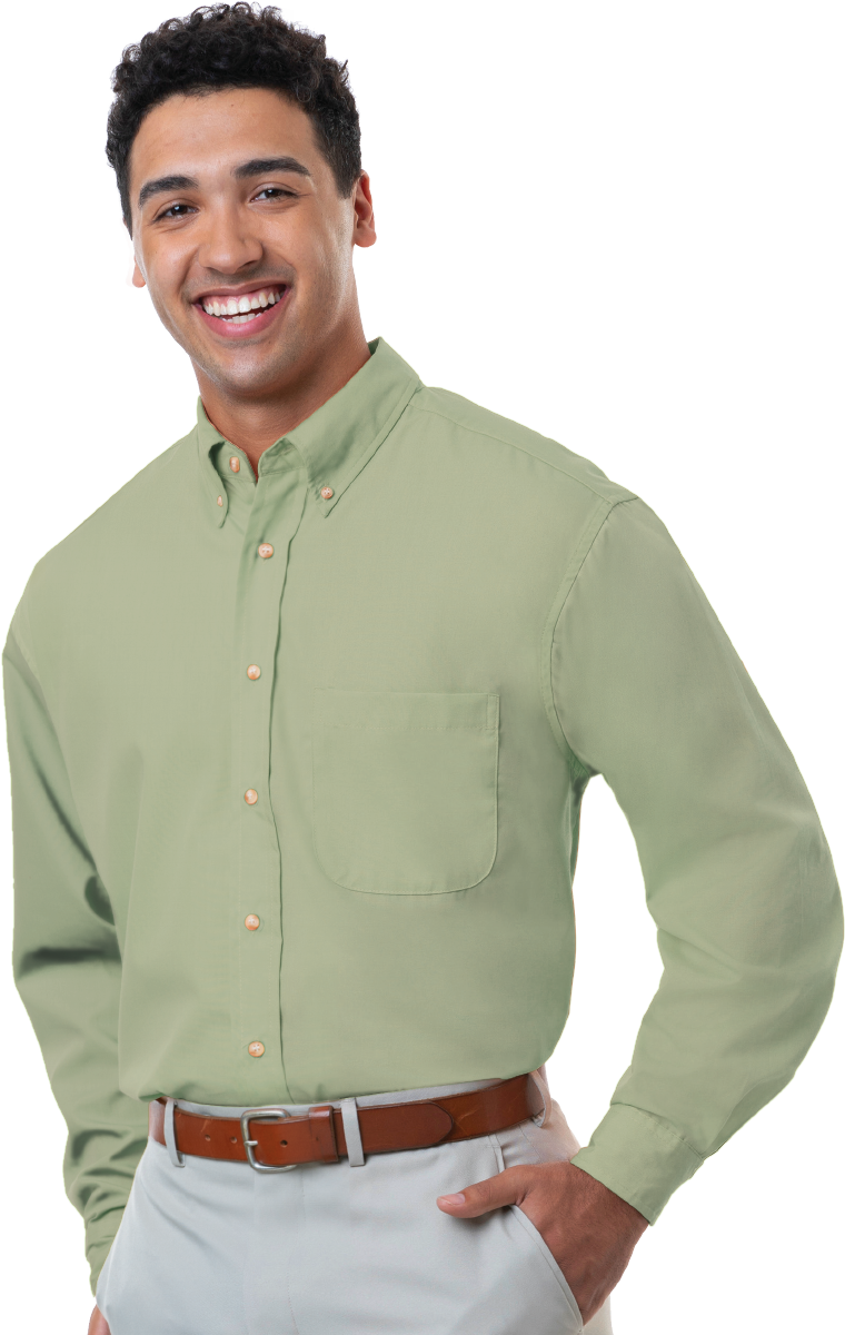 Blue Generation Men's L/S Superblend Poplin Shirt with Bone Buttons-BG7216