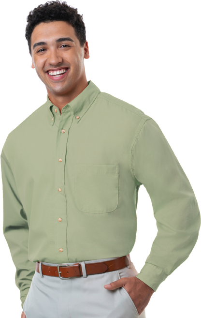 Blue Generation Men's L/S Superblend Poplin Shirt with Bone Buttons-BG7216