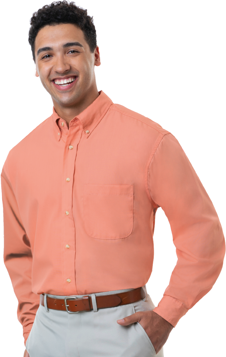 Blue Generation Men's L/S Superblend Poplin Shirt with Bone Buttons-BG7216