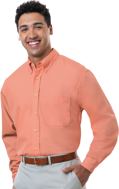 Blue Generation Men's L/S Superblend Poplin Shirt with Bone Buttons-BG7216