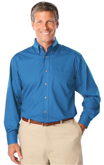 Blue Generation Men's L/S Superblend Poplin Shirt with Bone Buttons-BG7216